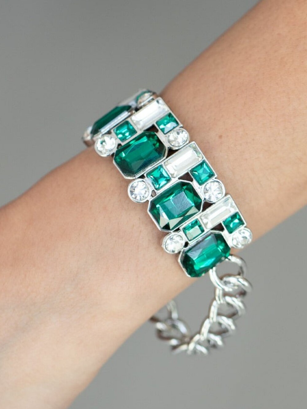 Urban Crest Green and Silver Bracelet Paparazzi
